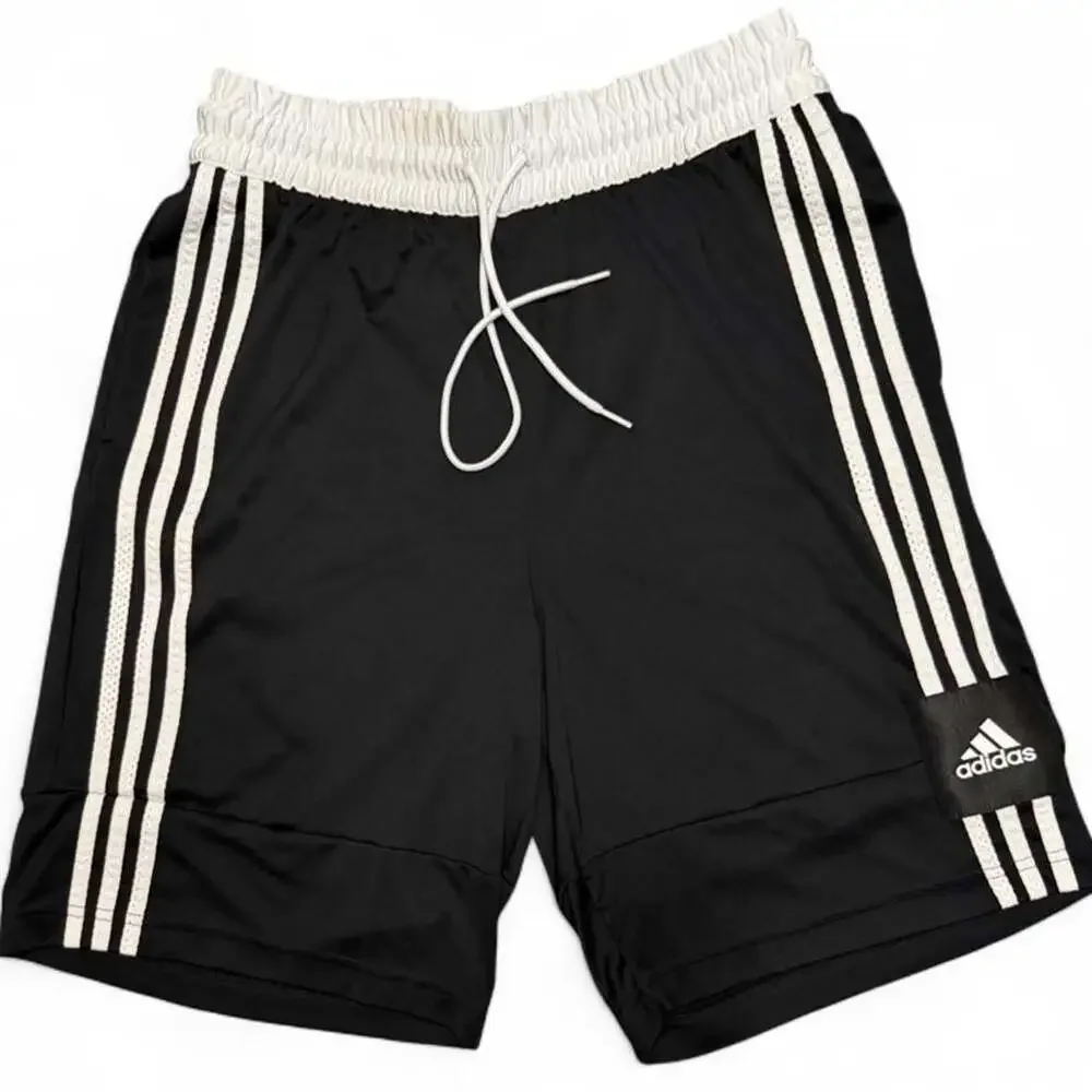 Adidas Athletic 3-Stripe Performance Training Shorts Black/White